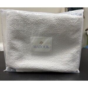 Matouk Queen Coverlet Malibu White Italy Cotton New